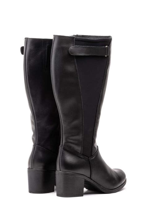 Comprar Botas Mujer Piel Negro Elásticos Caña Ancha | Cálzalo.com