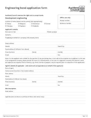 Engineering Bbond Applicationb Form - Auckland Council ...