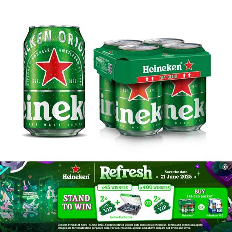 Heineken Premium Pilsner Lager Beer 5.0% Alcohol (4 x 320ml) | Shopee ...