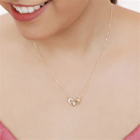 14KT Yellow Gold Sparkling Heart Slider Diamond Pendant with Chain