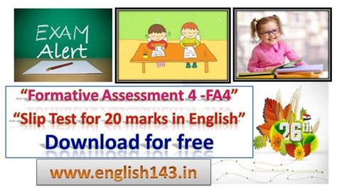 Formative Assessment 4(FA-4) Slip test for class 9 English subject ...