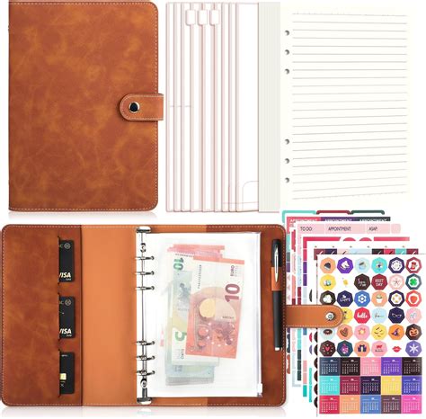 WOITEE PU Leather A5 Ring Binder Notebook, Refillable 6 Ring A5 Binder ...