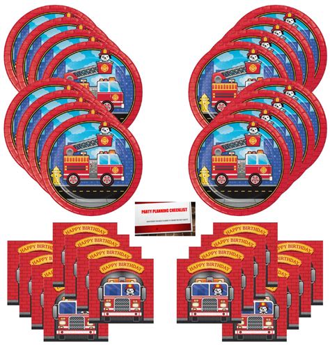 Buy Fire Truck Firefighter Party Supplies Bundle Pack for 16 (14 Inch ...