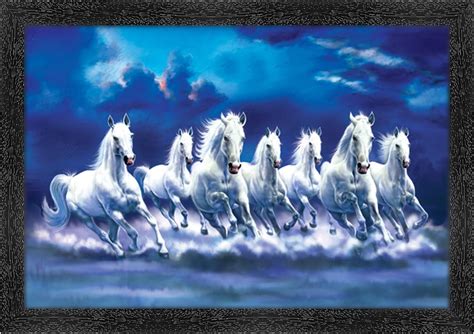 Walls and Murals 7 Horse Vaastu Painting, Multicolour, Animals, 20 x 48 ...