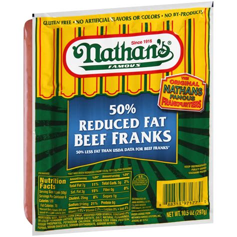 Nathan's 50% Reduced Fat Beef Franks - Shop Hot dogs at H-E-B