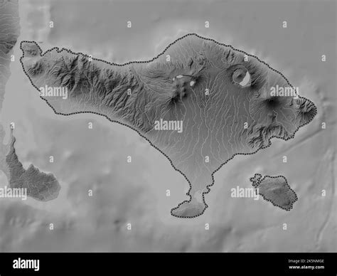 Bali, province of Indonesia. Grayscale elevation map with lakes and rivers Stock Photo - Alamy