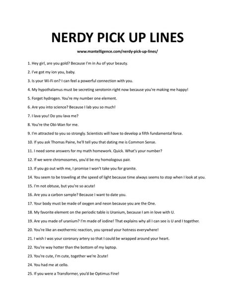 Nerdy Pick Up Lines We Can Tell You What Nerdy Pick Up Line You Should