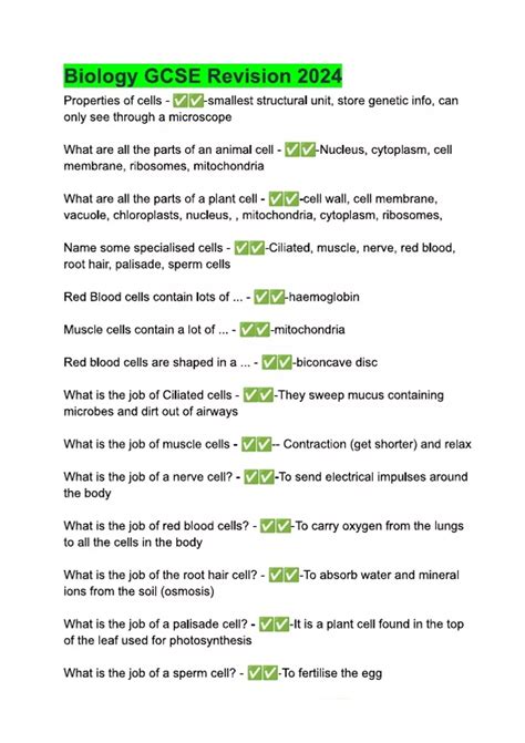 Biology GCSE Revision 2024 questions with complete answers 2025 ...