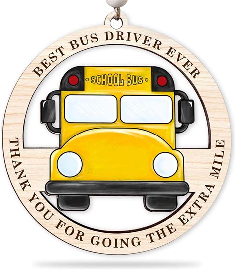 Amazon.com: School Bus Driver Appreciation Gifts - Wooden Car Hanging Best Bus Driver Ornament ...