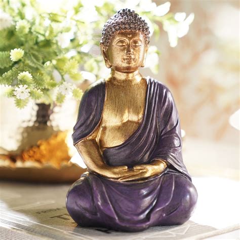 Purple Antique Finish Polyresin Buddha Figurine - Small