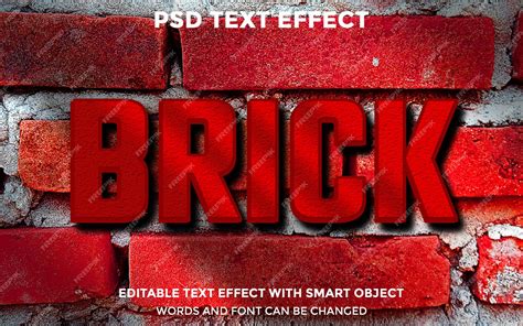 Premium PSD | Red brick wall text effect editable psd file