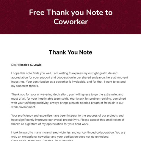 Thank You Note Template