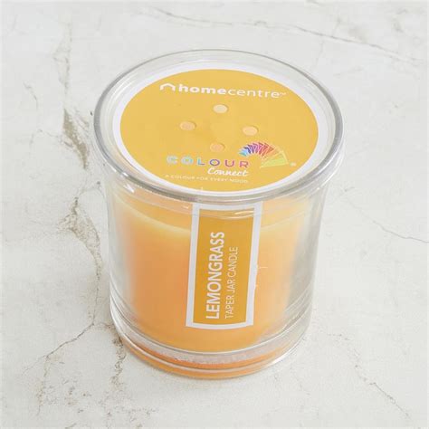Buy Colour Connect Lemongrass Scented Taper Jar Candle from Home Centre ...