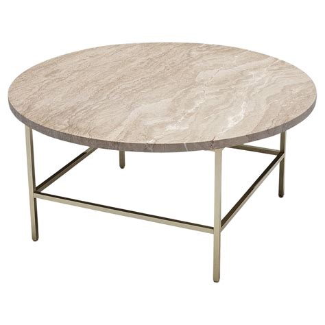 Round Marble Top Coffee Table with Bronze Supports at 1stDibs