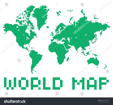 Vektor Stok Pixel Art Style World Map Green (Tanpa Royalti) 222893257 | Shutterstock