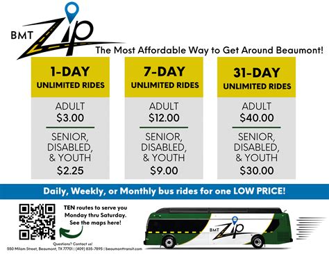 Daily, Weekly, & Monthly Bus Passes Now Available - Beaumont ZIP