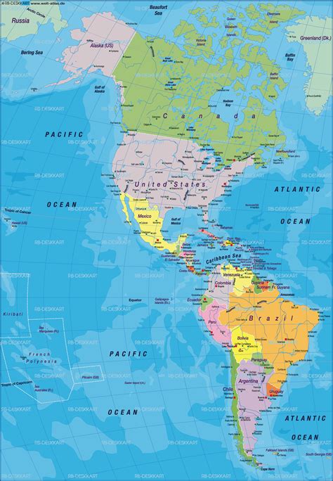 Map of America, map of the world political (General Map / Region of the World) | Welt-Atlas.de