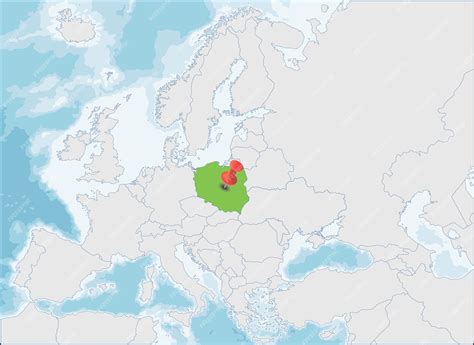 Republic of poland location on europe map | Premium Vector