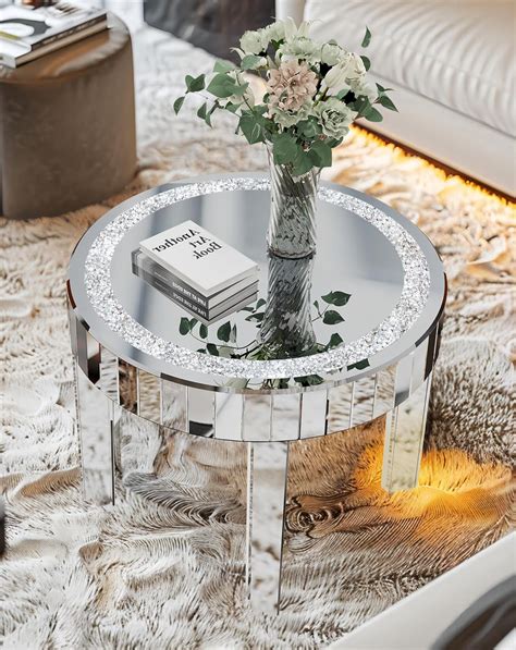 Amazon.com: Artloge Silver Mirror Accent Table: 23.6 in Round Mirrored ...