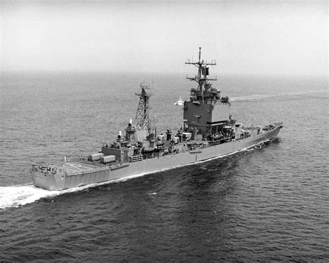 Aerial starboard stern view of the first nuclear-powered cruiser and ...