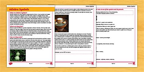 Adinkra Symbols Fact File (Grade 8) (teacher made) - Twinkl