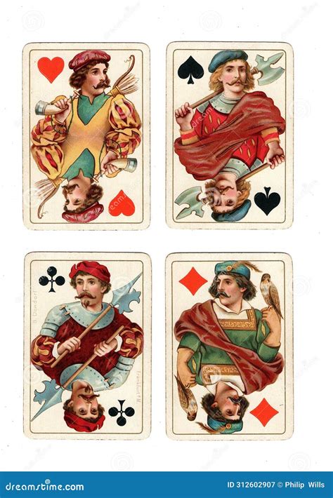 Antique Playing Cards Showing Four Jacks. Royalty-Free Stock ...
