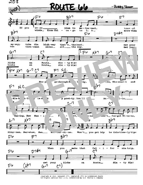Route 66 by Bobby Troup Sheet Music for Real Book – Melody, Lyrics ...