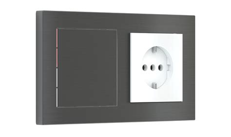 Pushbutton with thermostat and socket point for 2-fold plate (60x55 mm ...