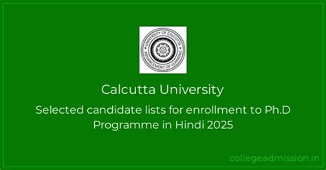 Calcutta University: Selected candidate lists for enrollment to Ph.D ...