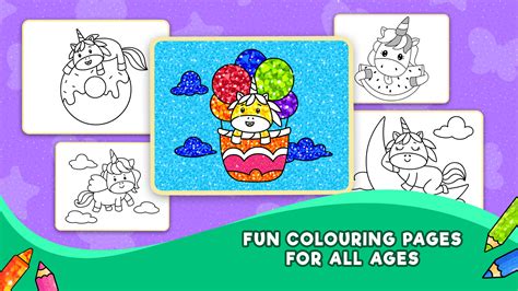 Unicorn Colouring Games for Kids: Free Rainbow Glitter Colouring Book ...