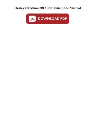 Fillable Online Harley Davidson 2013 Job Time Code Manual. Harley ...