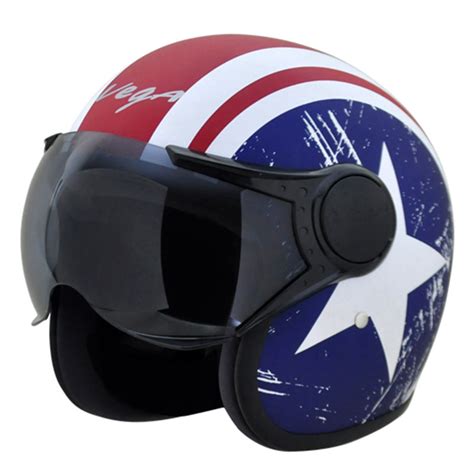 Vega JET Captain W/Visor Dull Red Metallic Blue Helmet | Shop Helmets ...