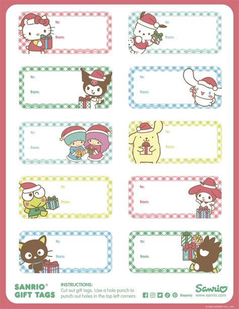 Hello kitty and friends holiday gift tags – Artofit