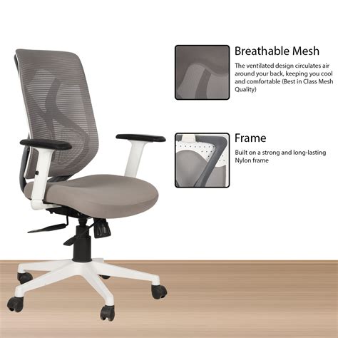 Spider Medium Back Office Chair In Grey Colour — TREVI FURNITURE