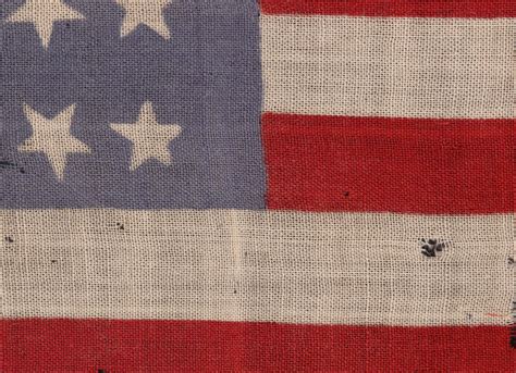34 TUMBLING STARS on an ANTIQUE AMERICAN FLAG, CIVIL WAR PERIOD, 1861 ...