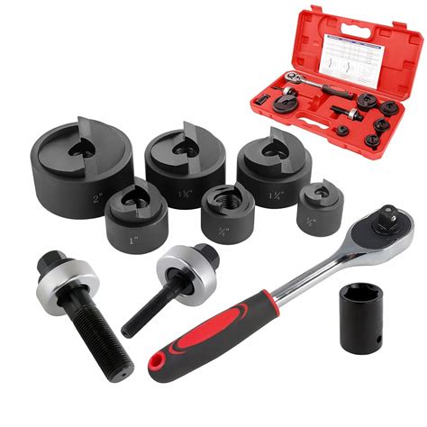 iGeelee Ratchet Knockout Hole Punch Driver Kit 1/2 to 2 inch SLUG ...