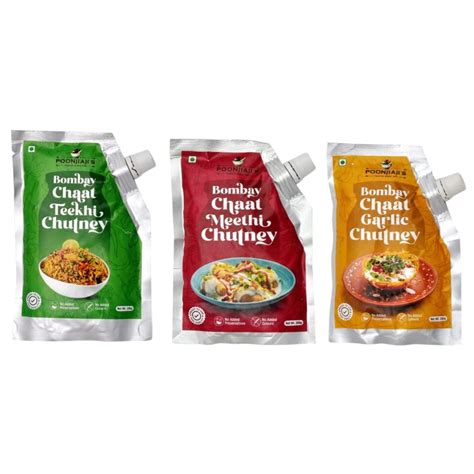 Poonjiaji's Bombay Chaat Chutneys Combo (200g x 3) - Authentic Indian ...