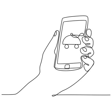 Continuous line drawing of smartphone ordering food vector illustration ...
