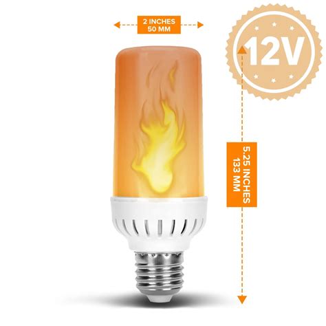 Flame Effect DC 12 Volt LED Fire Light Bulb Flaming Flicker E26 E27 La ...