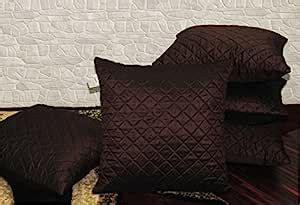 Buy Zikrak Exim Set of 5 Brown Box Quilted Cushion Covers 40X40 cm ...