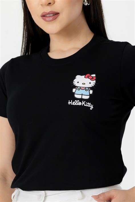 T-SHIRT PERSONAGEM HELLO KITTY NO BOLSO - COR PRETO | Atacado Tshirt ...