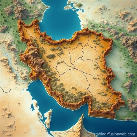 Islamic Republic of Iran Aerial Map | Stable Diffusion Online