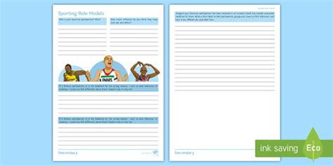 PE Cover Lessons: Role Models Worksheet