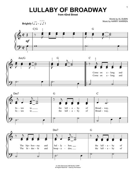 Lullaby Of Broadway (Very Easy Piano) - Print Sheet Music Now