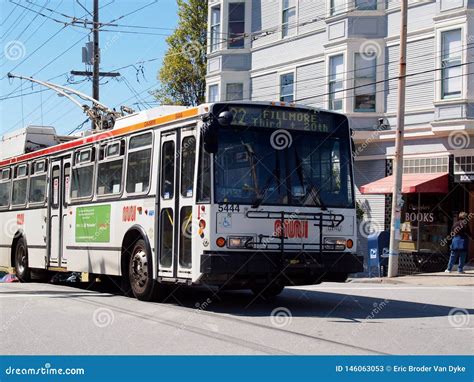 Muni Trolley Bus editorial stock photo. Image of green - 146063053