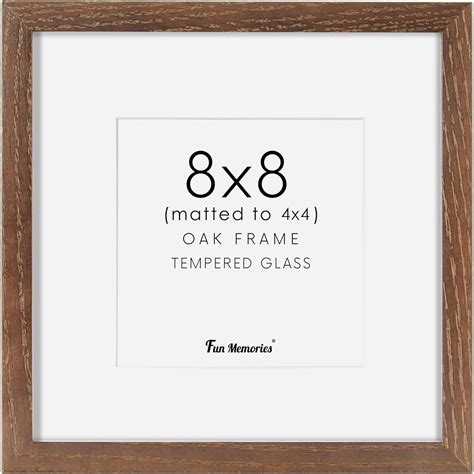 Amazon.com - Fun Memories 8x8 Square Picture Frame, Solid Oak Wood 8"x8 ...