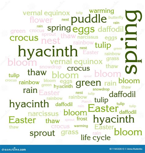 Cloud of Words List about Spring Season Stock Illustration - Illustration of snowdrop, bloom ...