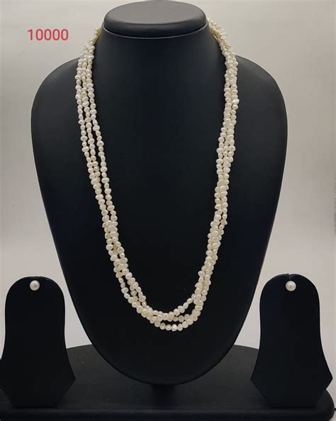 Fresh Water Natural Seed Off White 3 Line Pearl Set – Jagdamba ...