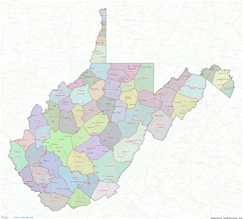 West Virginia County Map – shown on Google Maps