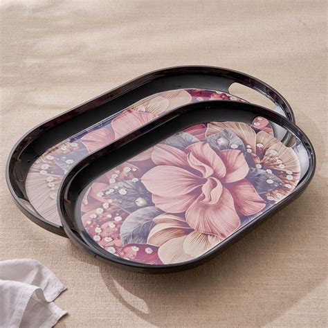 Buy Garnet Melamine Floral Print Serving Tray - 38x23cm from Home ...